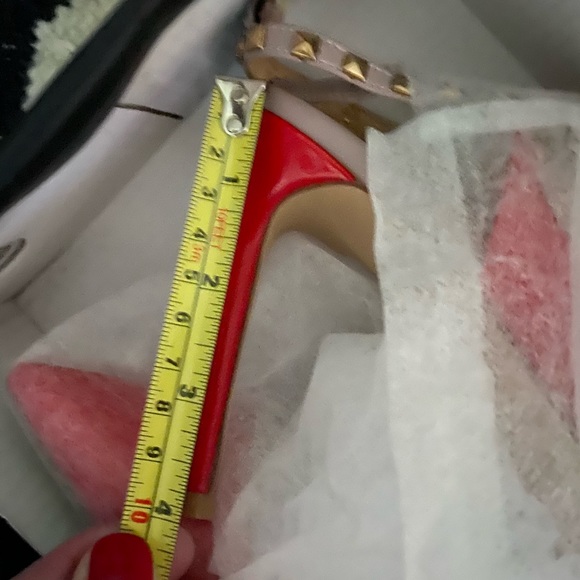 NWT red pump strap sandals with gold studs - Picture 7 of 8